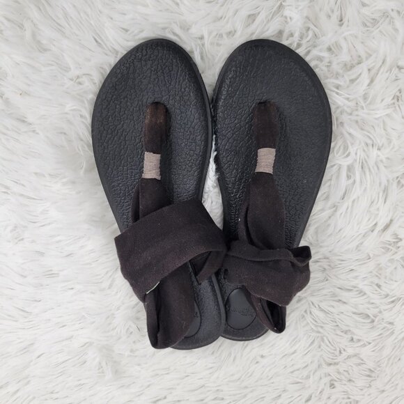 Sanuk Women Black Rubber Sponge Outsole Yoga Sling Slip On Sandals Size 7 - Picture 3 of 9